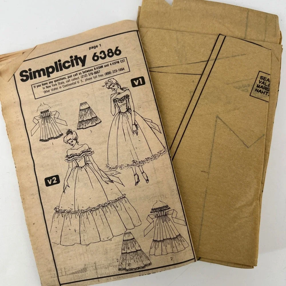 80s Gunne Sax Jessica McClintock Dress Sewing Pattern Simplicity 6386 31.5